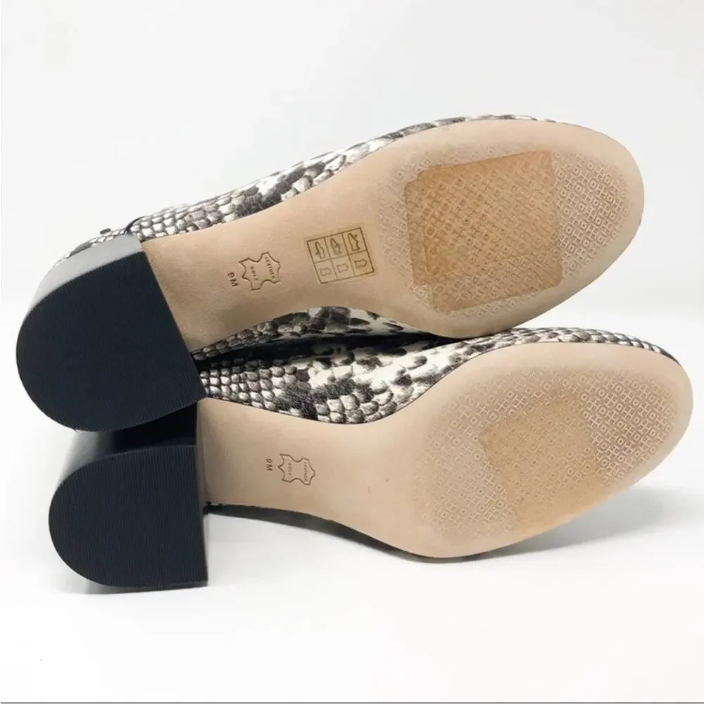 NEW Tory Burch Kira 70MM Bootie Stamped Snake Leather Grey Black in Warm Roccia